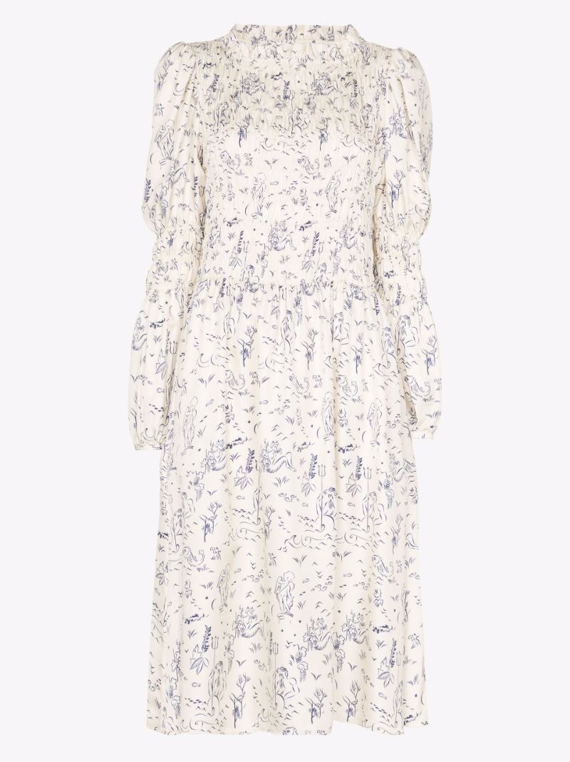 Marina Printed Silk Midi Dress