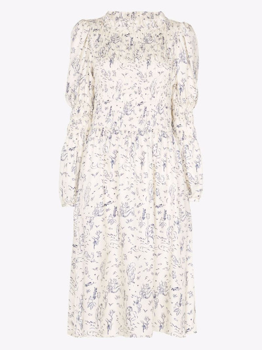 Marina Printed Silk Midi Dress