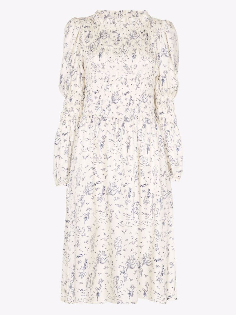 Marina Printed Silk Midi Dress