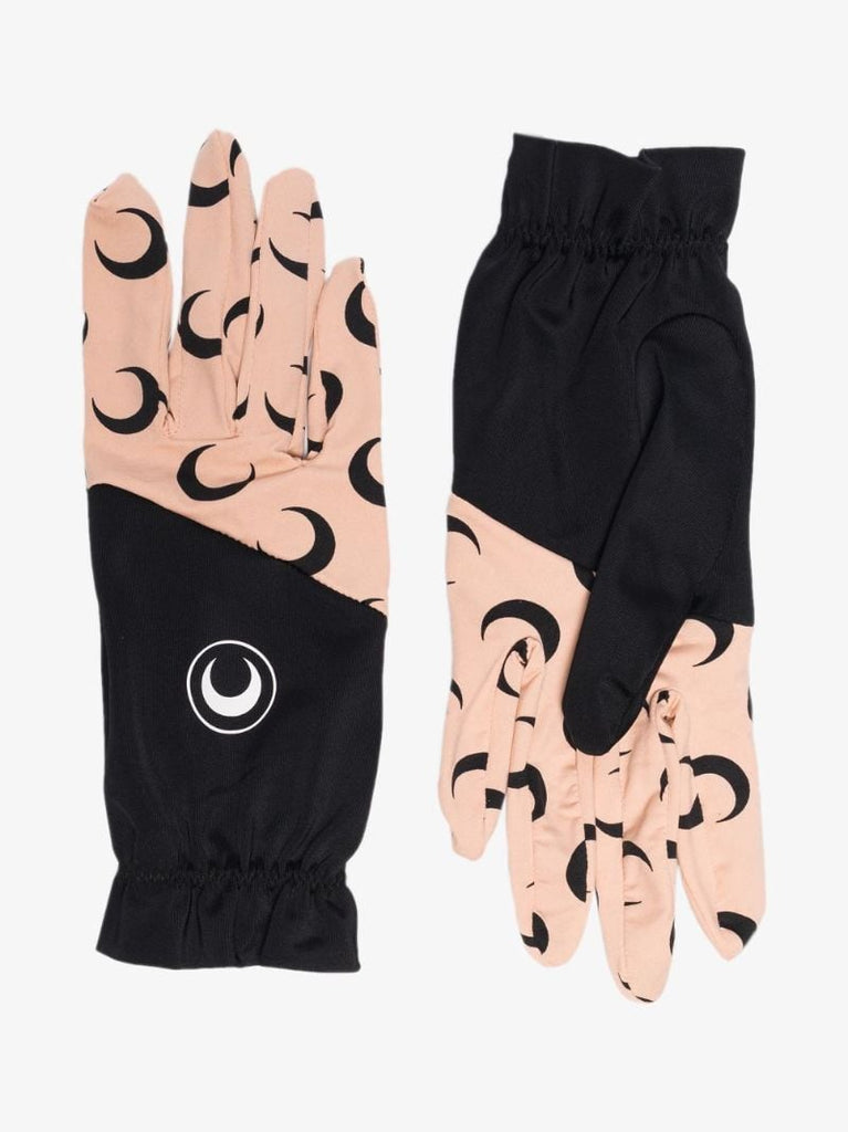 Black Crescent Moon Print Gloves