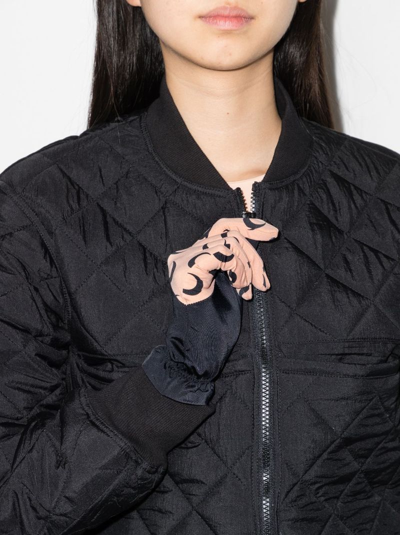 Black Crescent Moon Print Gloves