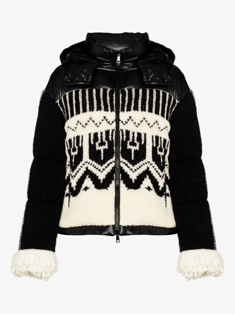 Black Hyoseris Hooded Intarsia Jacket