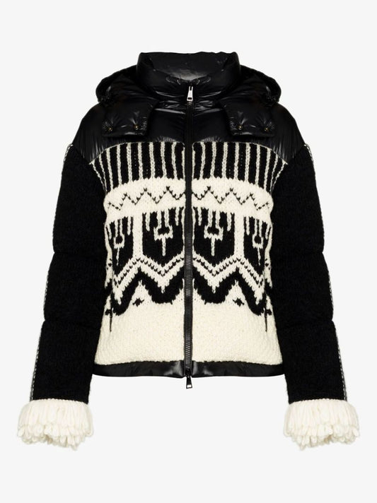 Black Hyoseris Hooded Intarsia Jacket