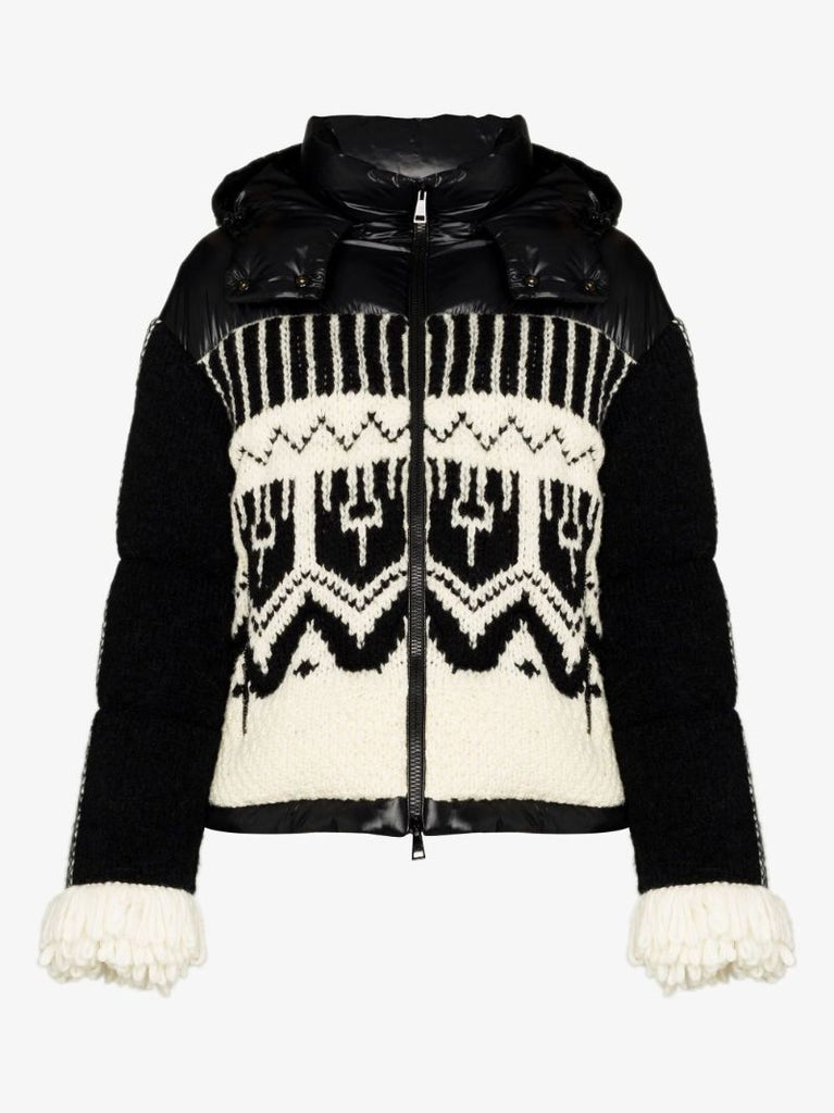 Black Hyoseris Hooded Intarsia Jacket