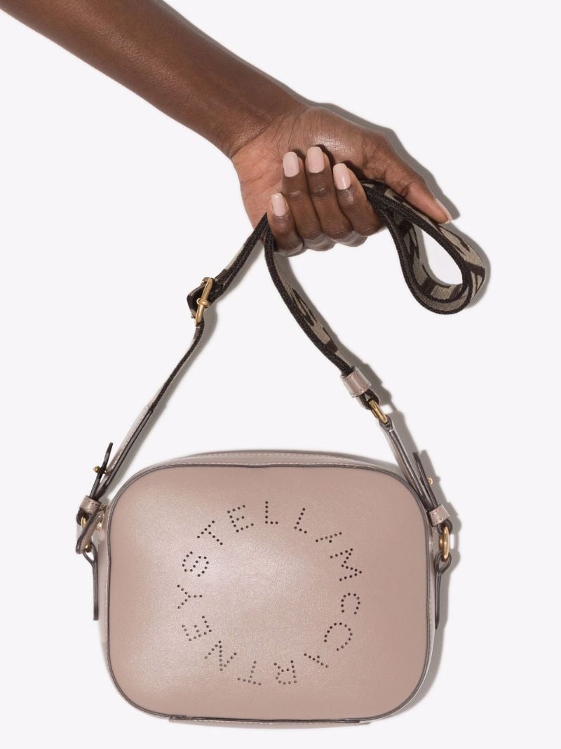 Neutral Logo Faux Leather Cross Body Bag