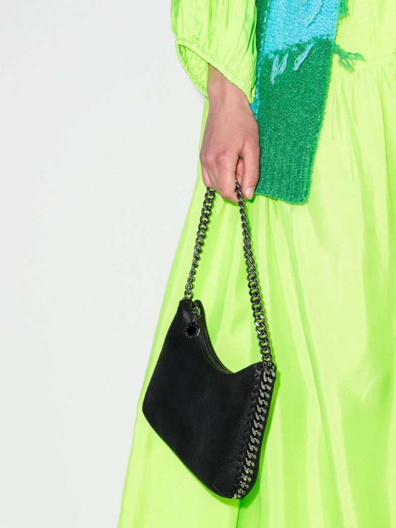 Black Falabella Mini Faux Leather Shoulder Bag