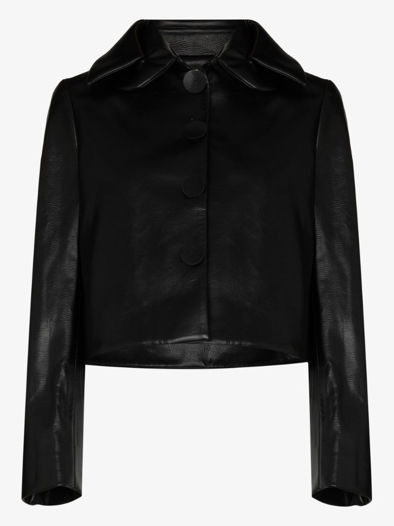 Cropped Faux Leather Jacket