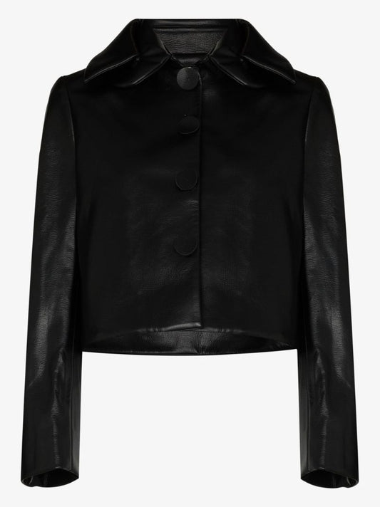 Cropped Faux Leather Jacket
