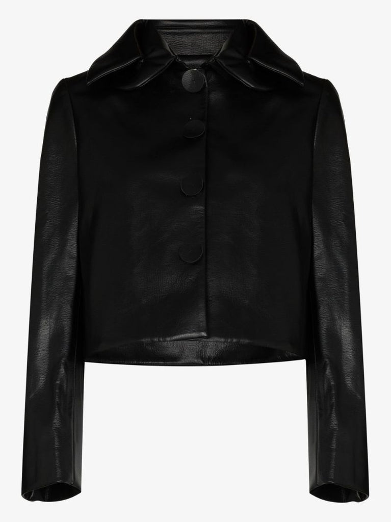 Cropped Faux Leather Jacket