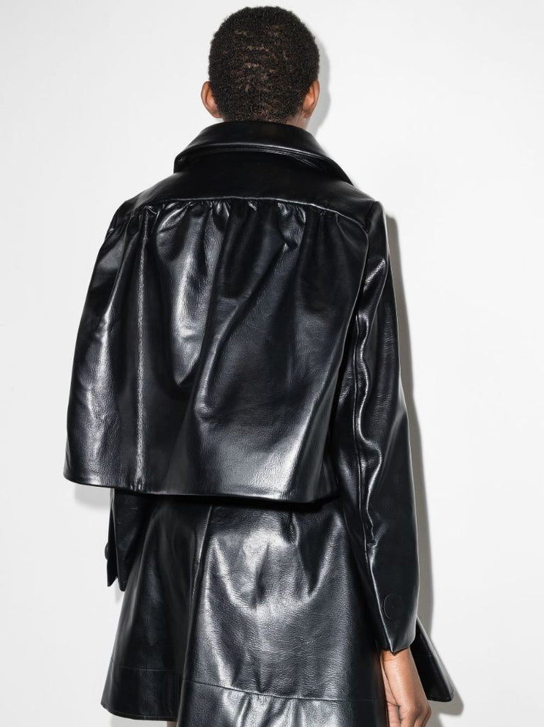 Cropped Faux Leather Jacket
