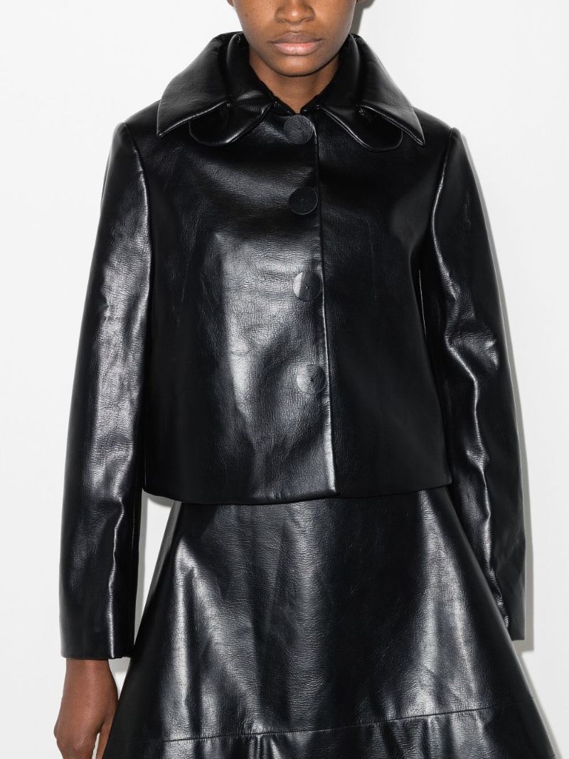 Cropped Faux Leather Jacket