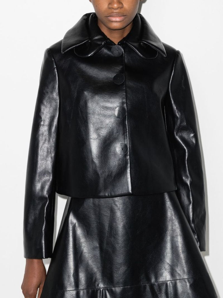 Cropped Faux Leather Jacket