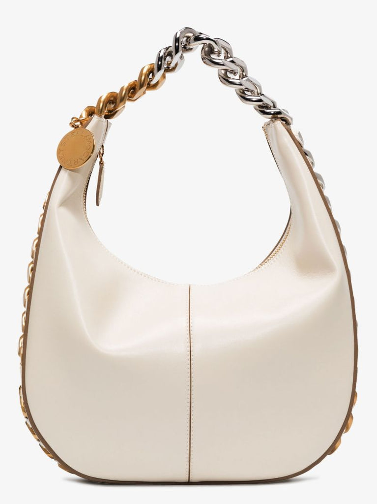 White Frayme Zipit Small Faux Leather Shoulder Bag