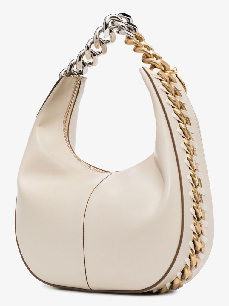 White Frayme Zipit Small Faux Leather Shoulder Bag