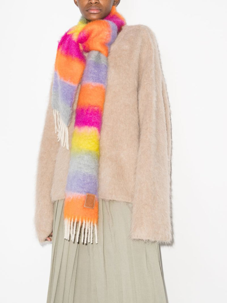 Multicoloured Anagram Striped Scarf