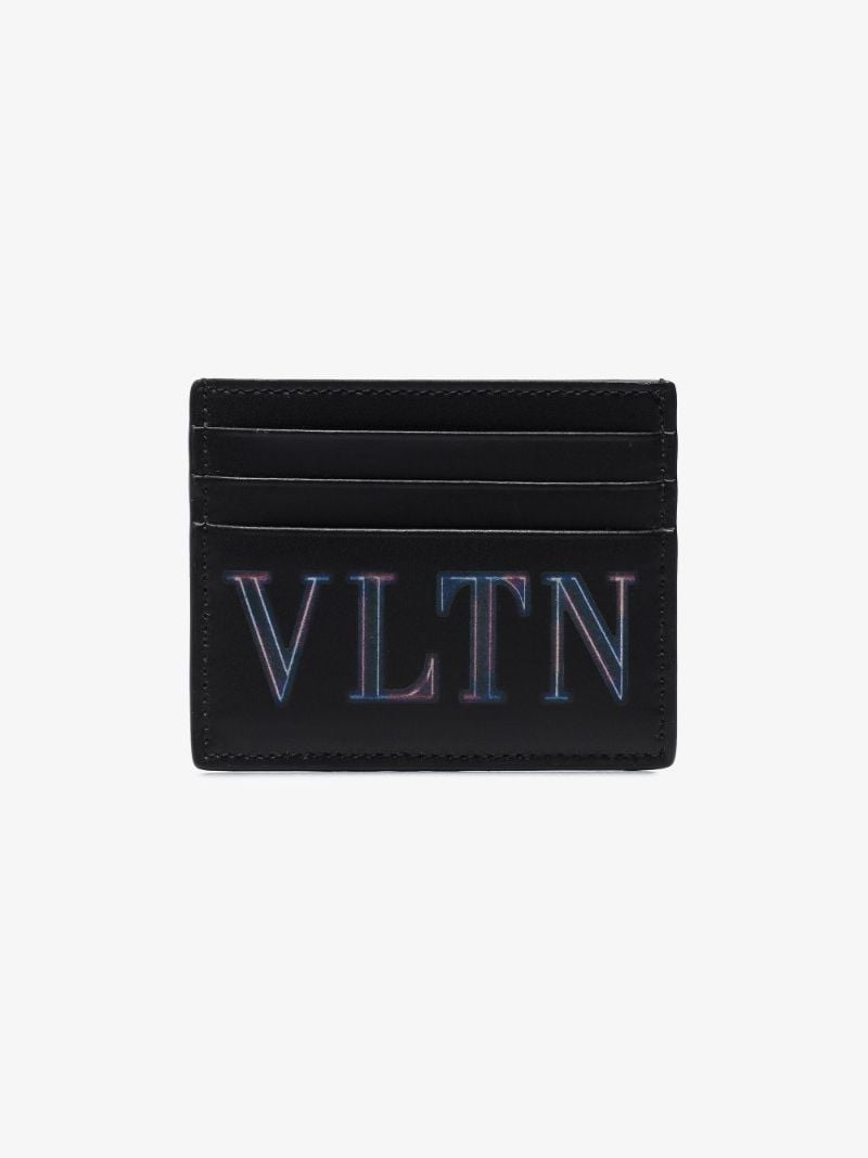 Black Neon Vltn Leather Card Holder