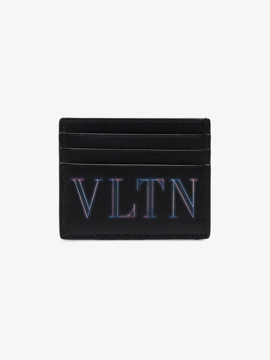 Black Neon Vltn Leather Card Holder