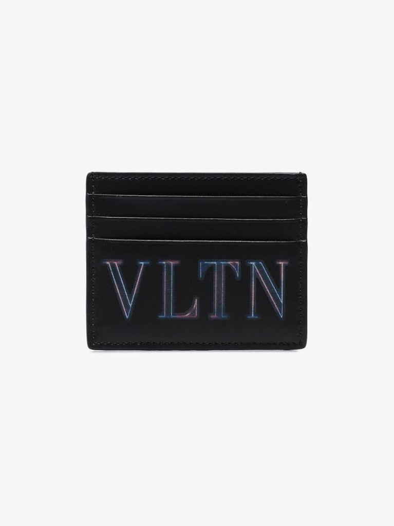 Black Neon Vltn Leather Card Holder