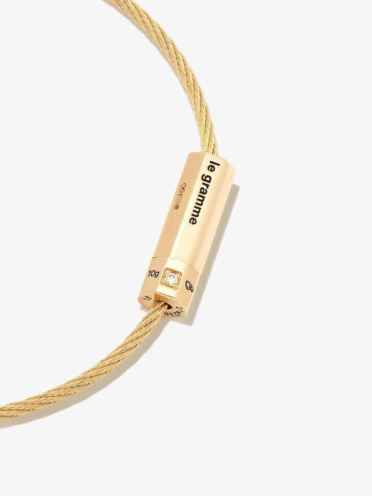 18k Yellow Gold Le 10g Polished Cable Diamond Bracelet