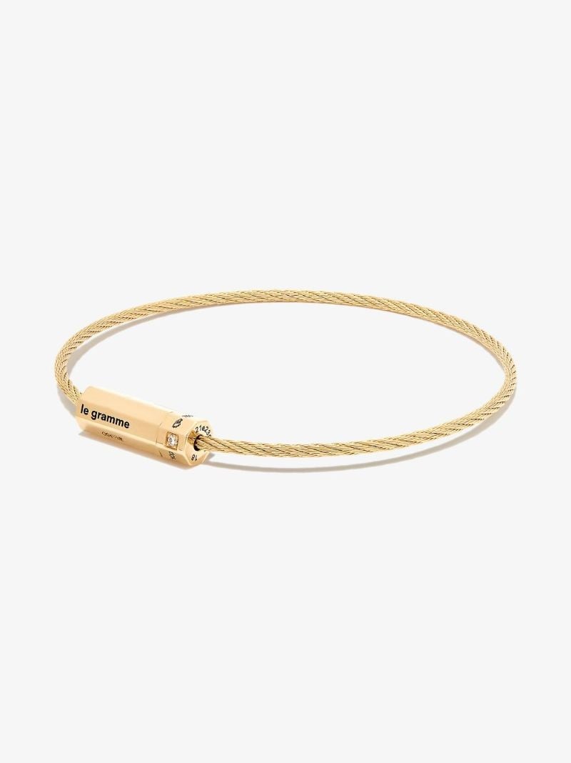 18k Yellow Gold Le 10g Polished Cable Diamond Bracelet