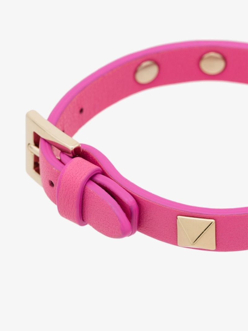 Pink Rockstud Leather Bracelet