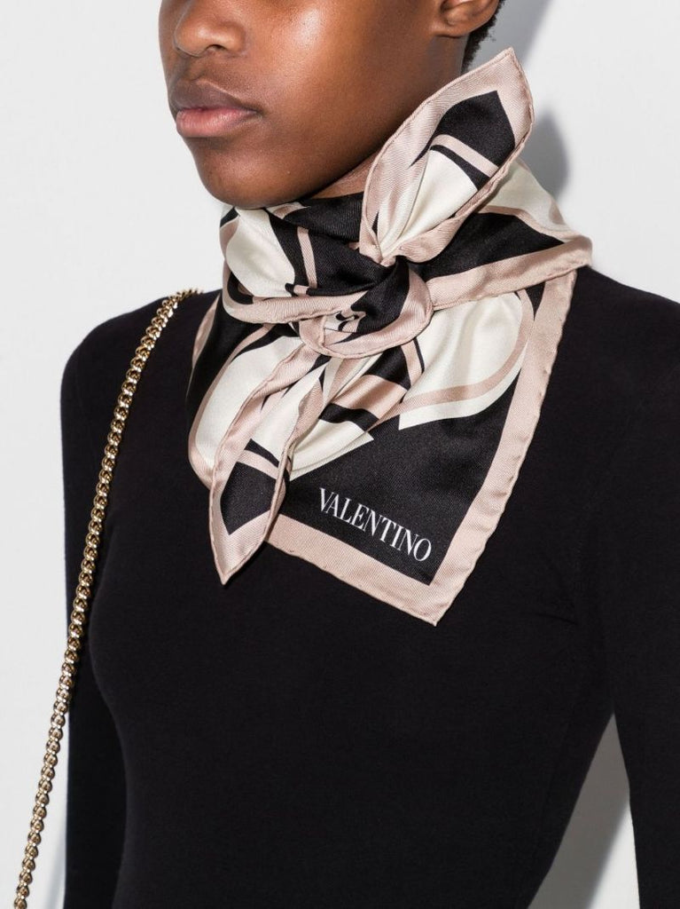 Pink Vlogo Signature Silk Scarf