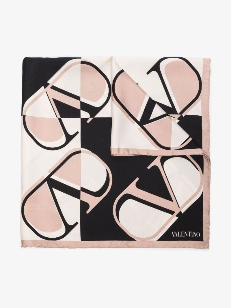 Pink Vlogo Signature Silk Scarf