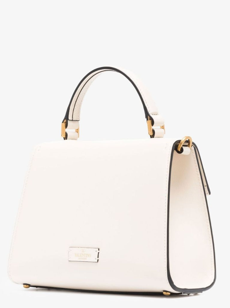 Neutral Vlogo Top Handle Leather Tote Bag