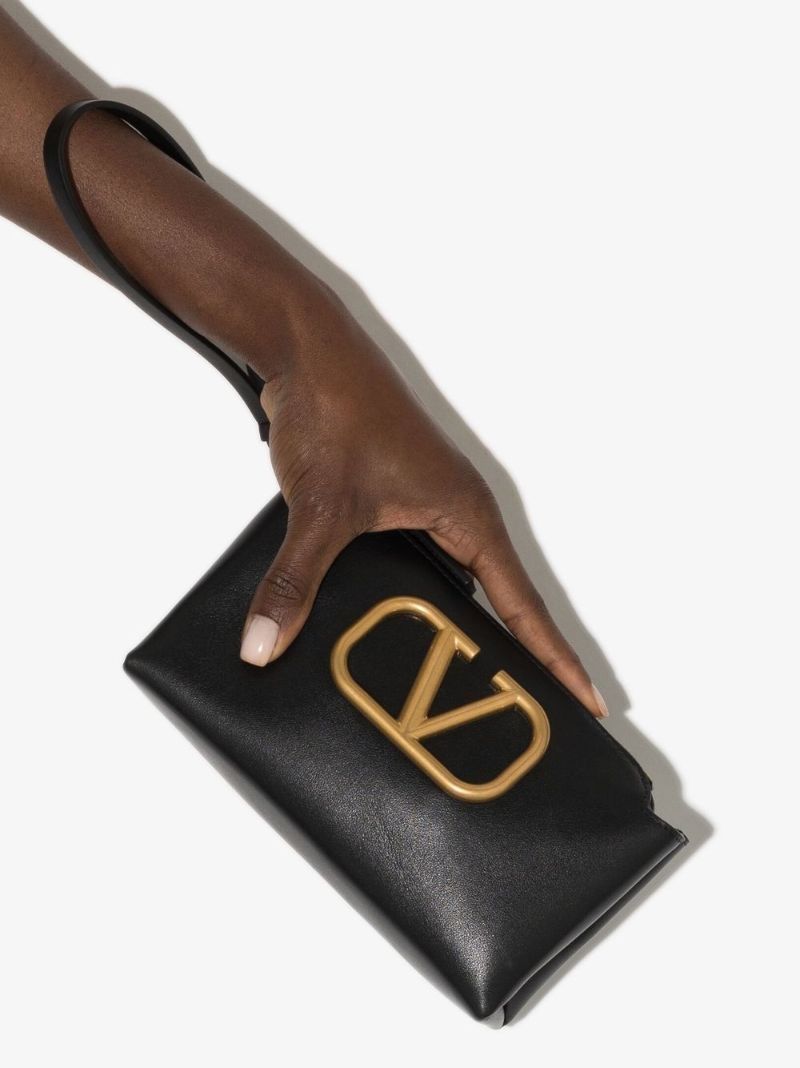 Black Vlogo Leather Pouch