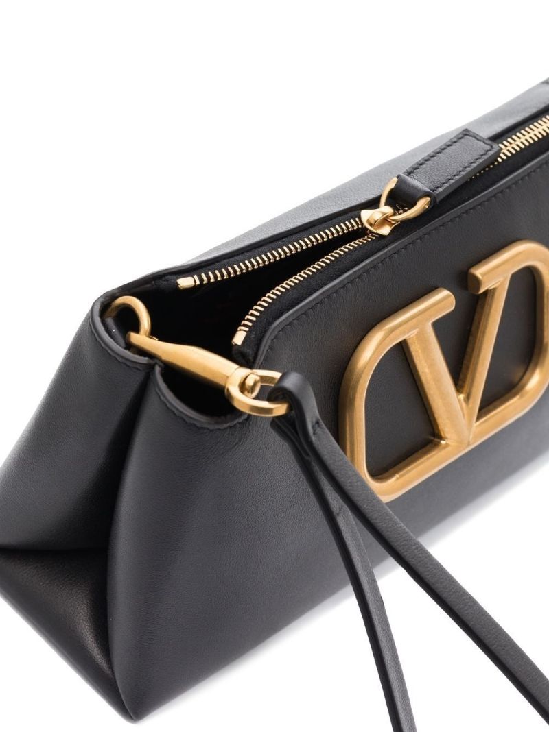 Black Vlogo Leather Pouch