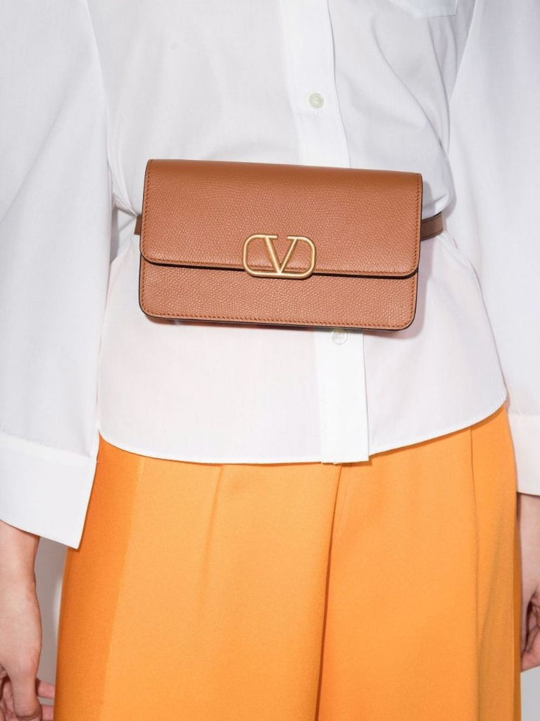 Brown Vlogo Signature Mini Leather Cross Body Bag