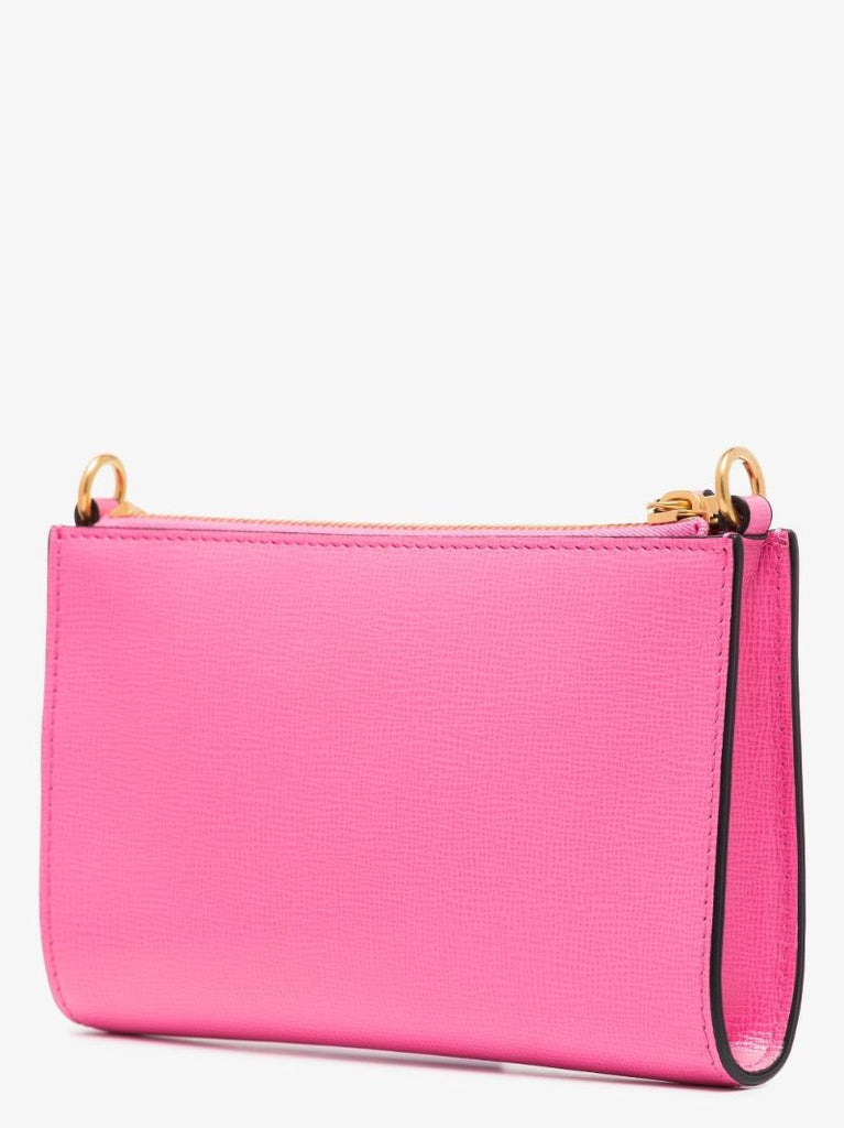 Pink Rockstud Leather Chain Wallet