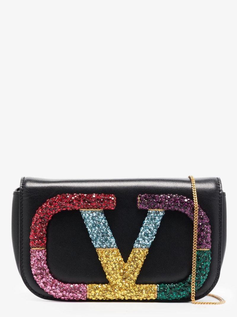 Black Vlogo Signature Small Leather Cross Body Bag