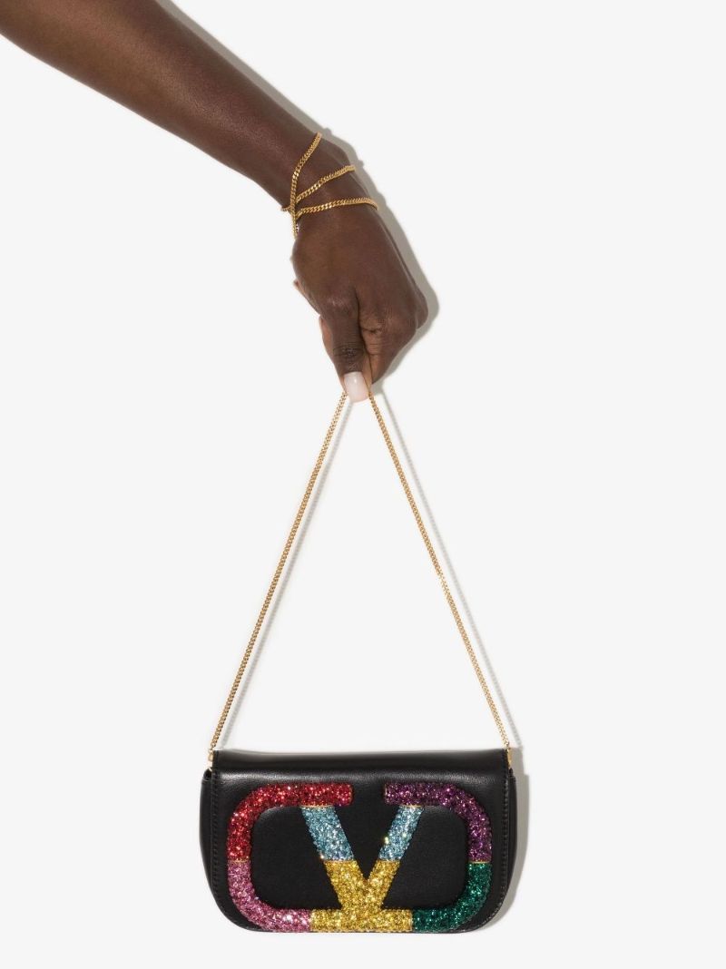 Black Vlogo Signature Small Leather Cross Body Bag