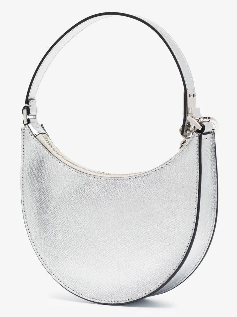 Silver Vlogo Signature Mini Leather Shoulder Bag