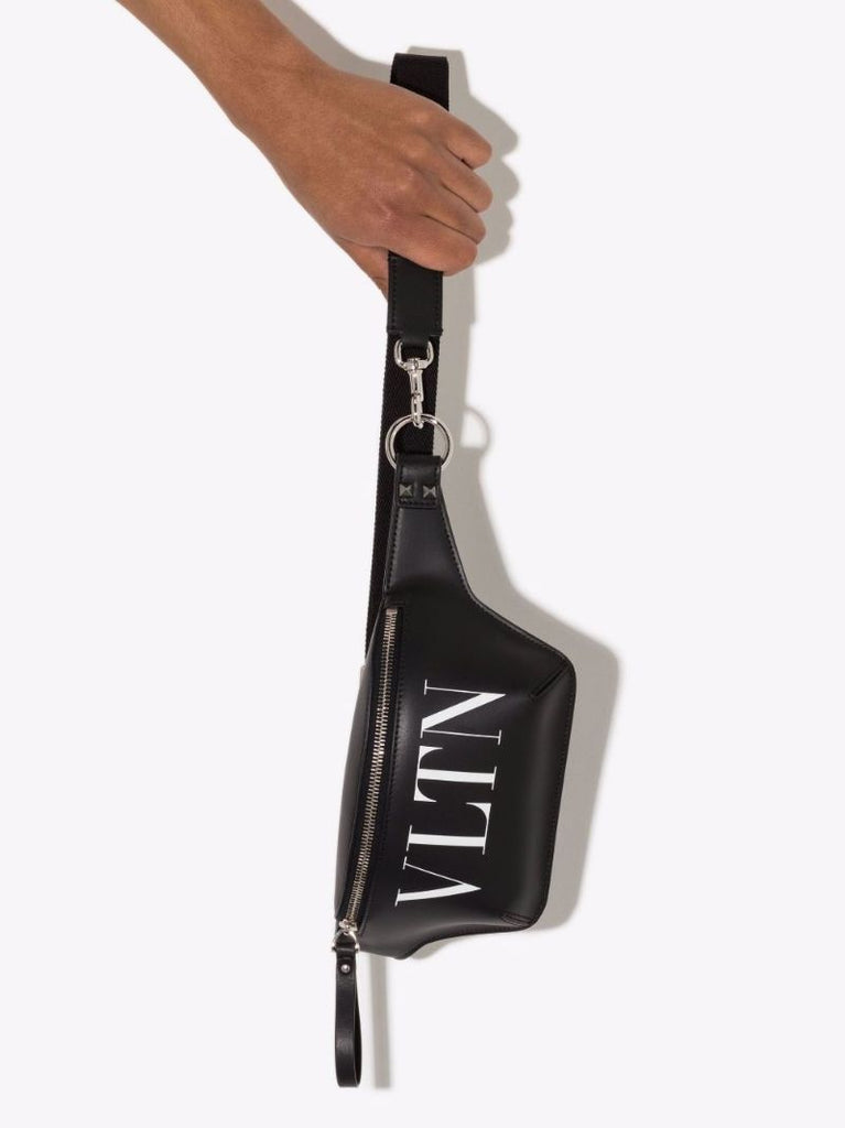 Black Vltn Leather Cross Body Bag
