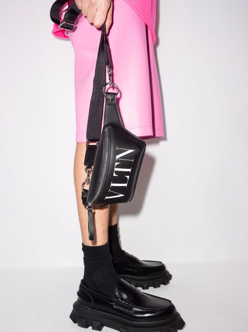 Black Vltn Leather Cross Body Bag