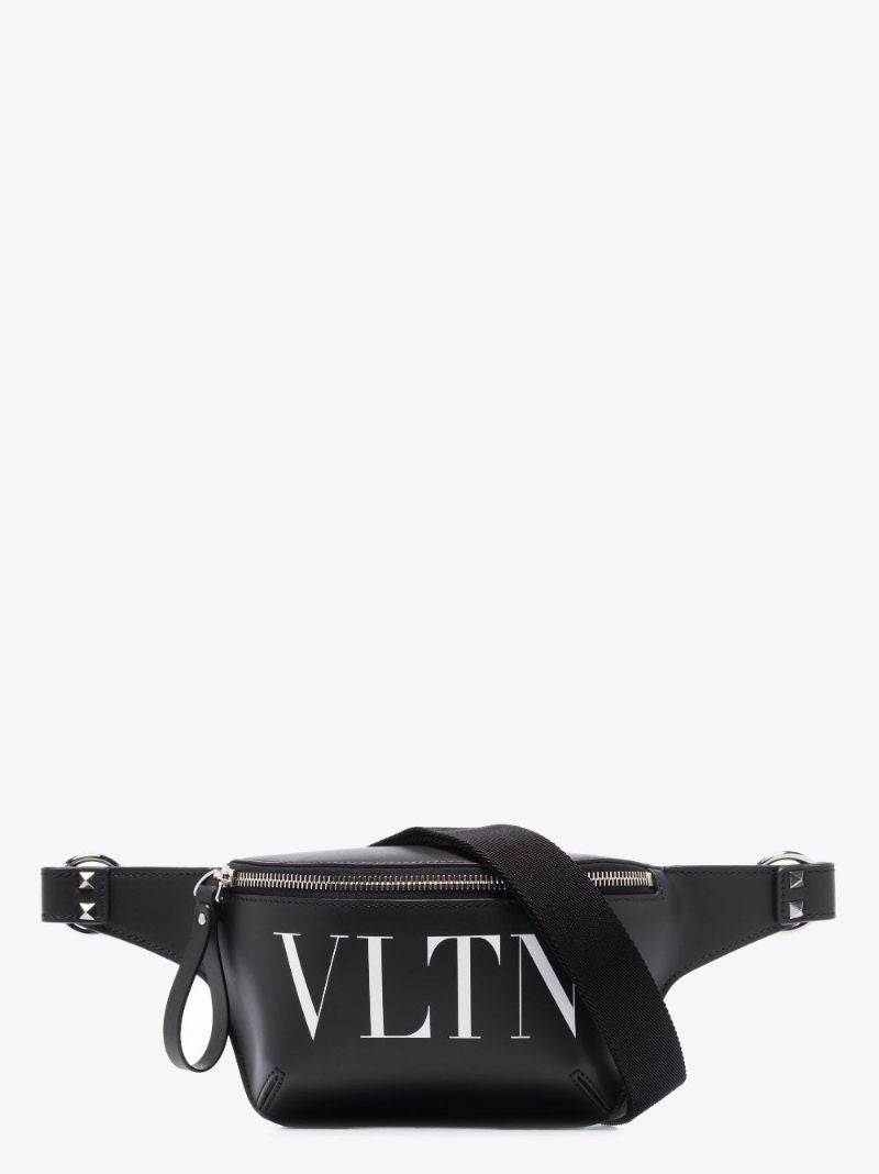 Black Vltn Leather Cross Body Bag