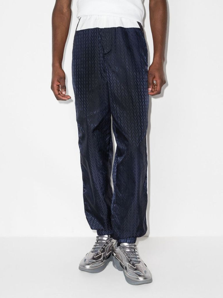 Blue Optical Valentino Jacquard Track Pants