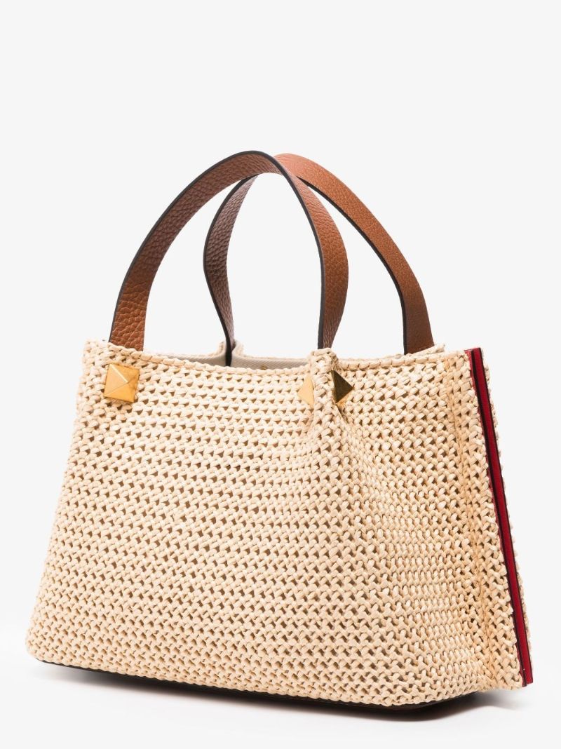 Neutral Vlogo Small Straw Tote Bag