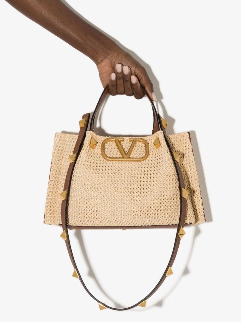 Neutral Vlogo Small Straw Tote Bag