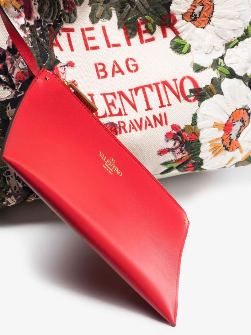 Neutral Valentino Garavani Atelier Floral AppliquÃ_x0083_Â© Tote Bag