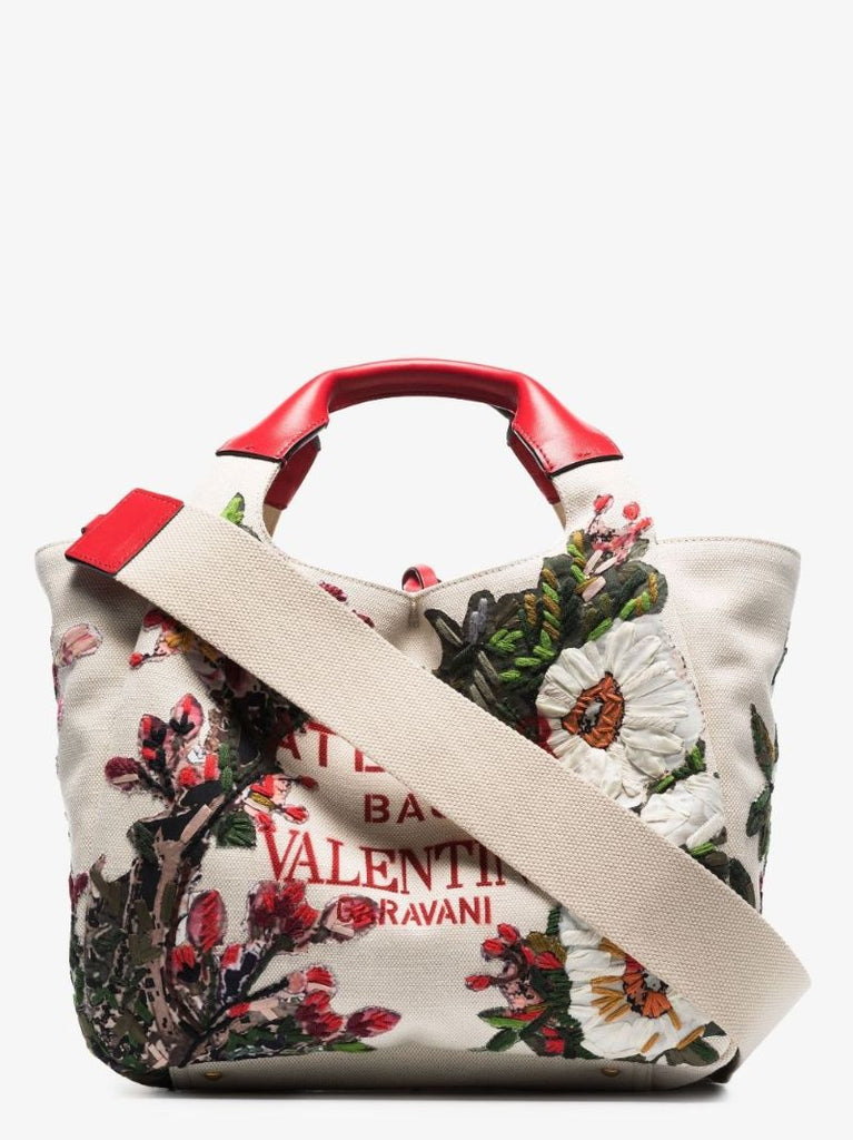 Neutral Valentino Garavani Atelier Floral AppliquÃ_x0083_Â© Tote Bag