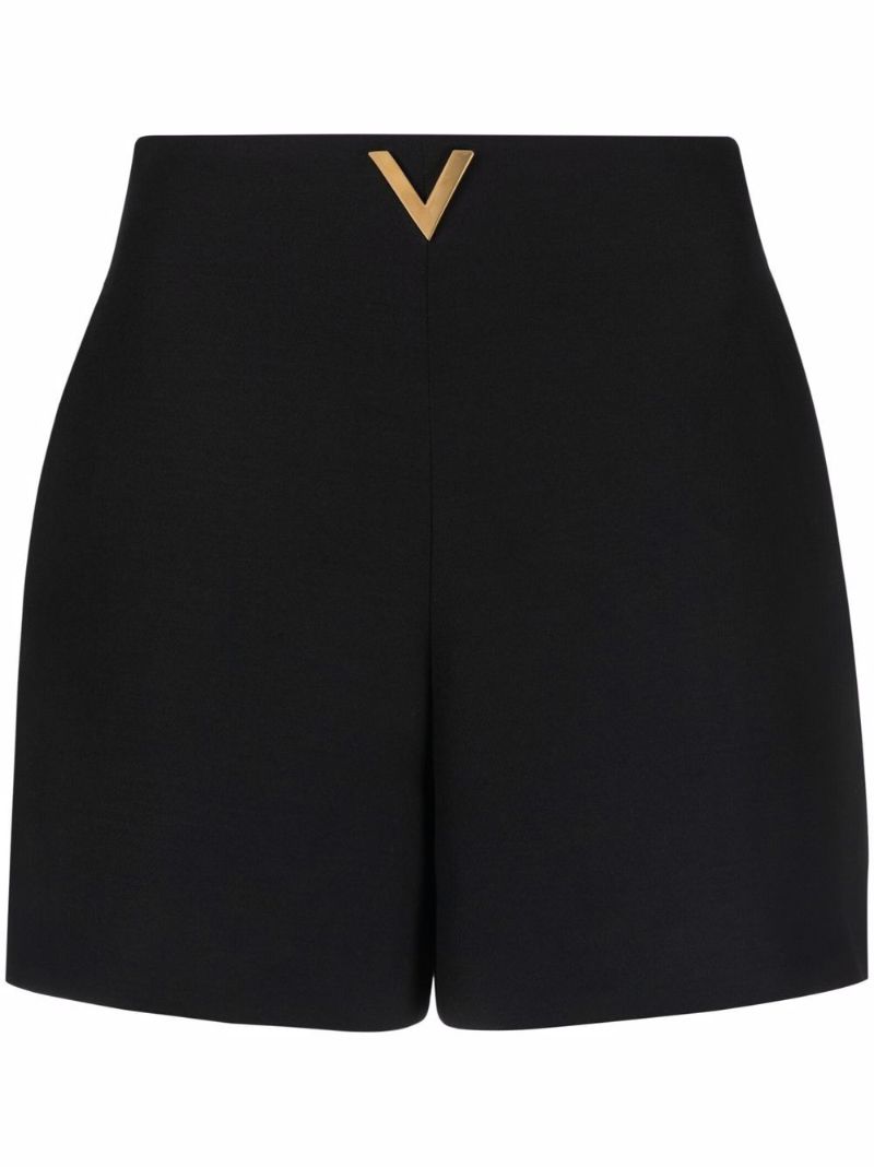 Black High-waisted Logo Shorts