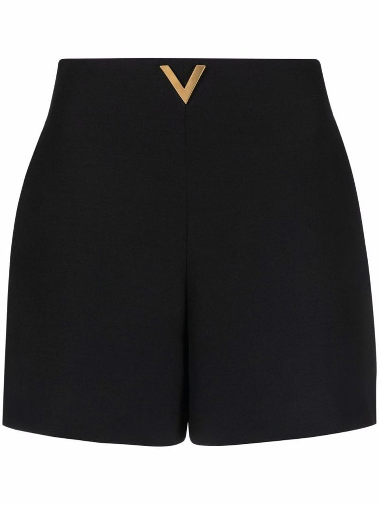 Black High-waisted Logo Shorts