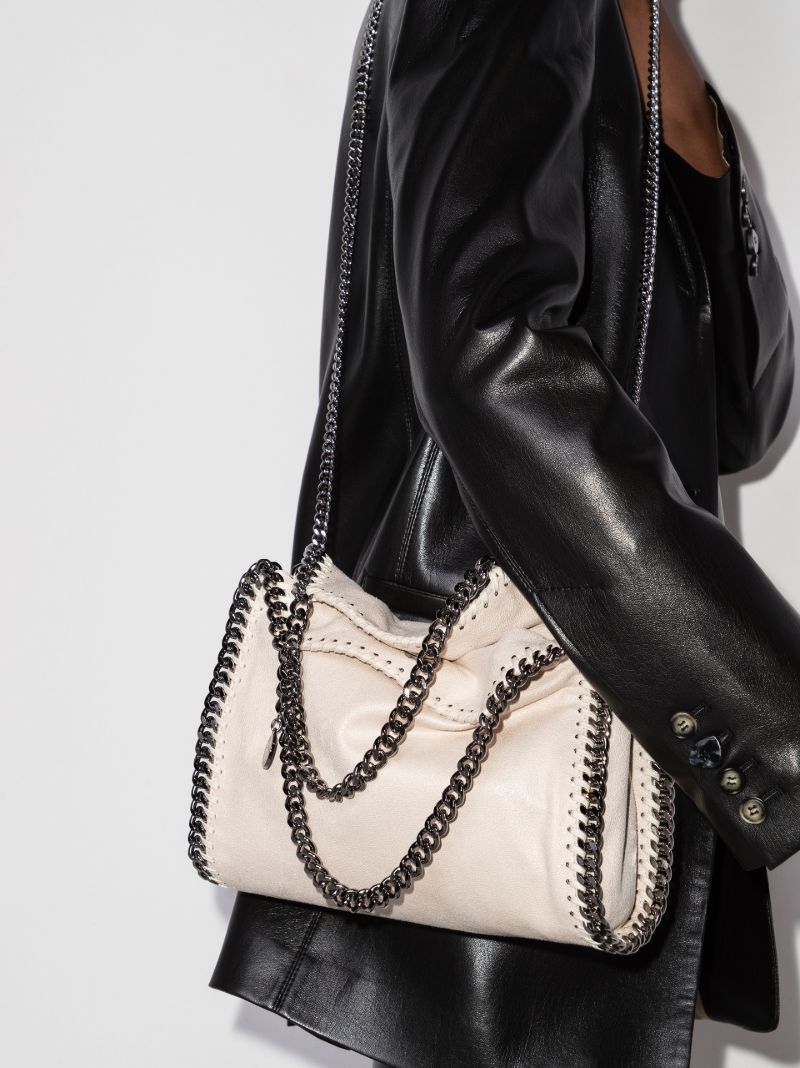 White Falabella Mini Faux Leather Tote Bag