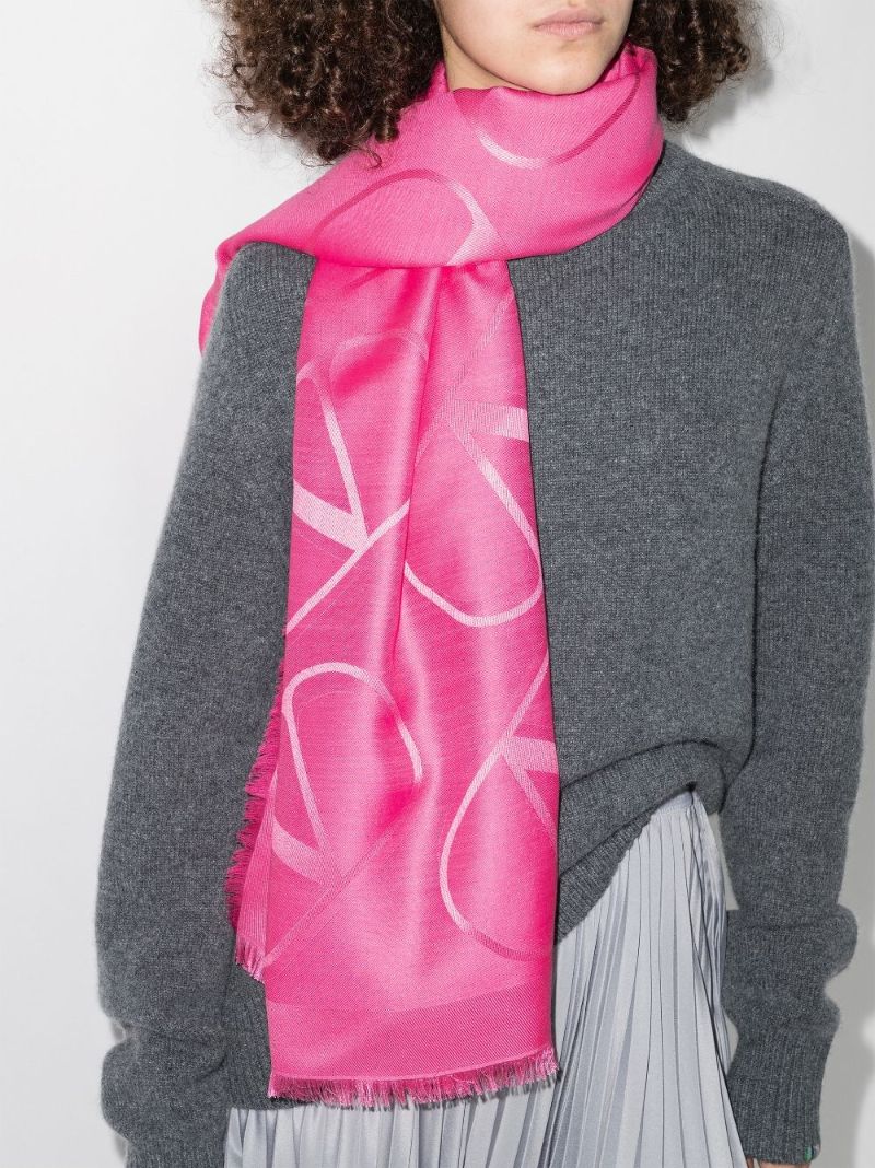 Pink Vlogo Signature Jacquard Scarf
