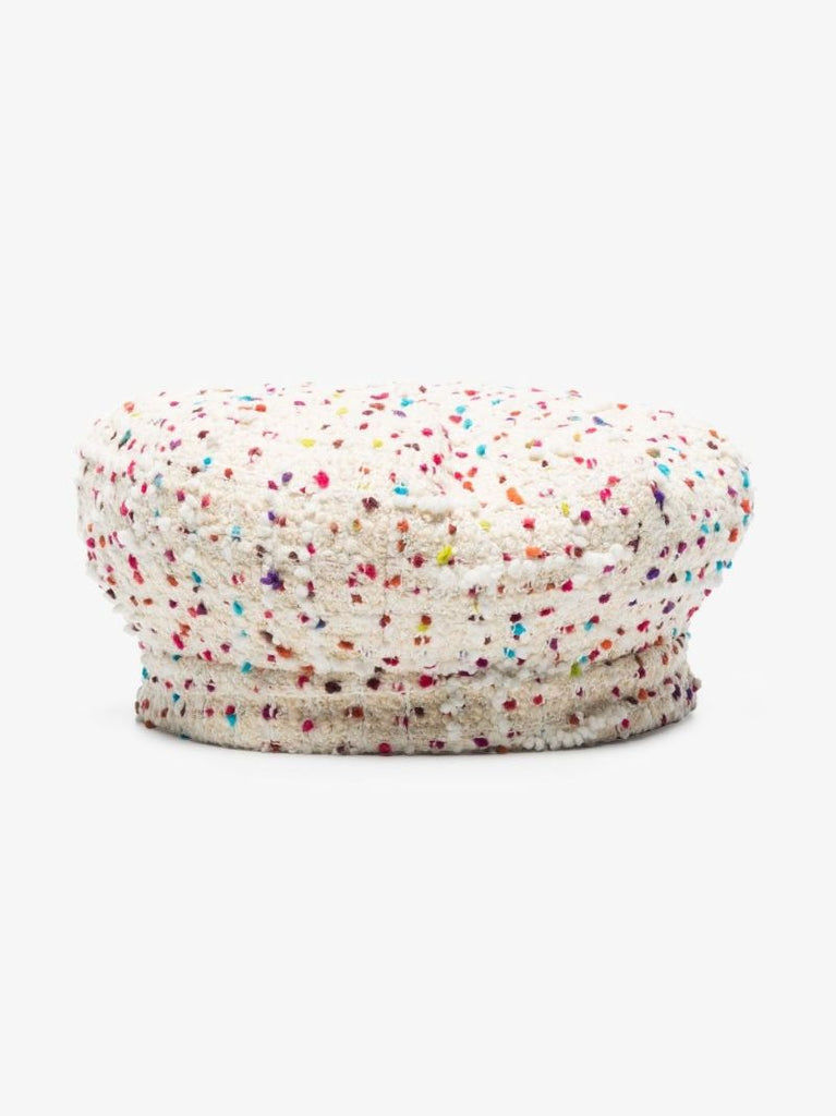 Neutral Roman Stud Tweed Beret