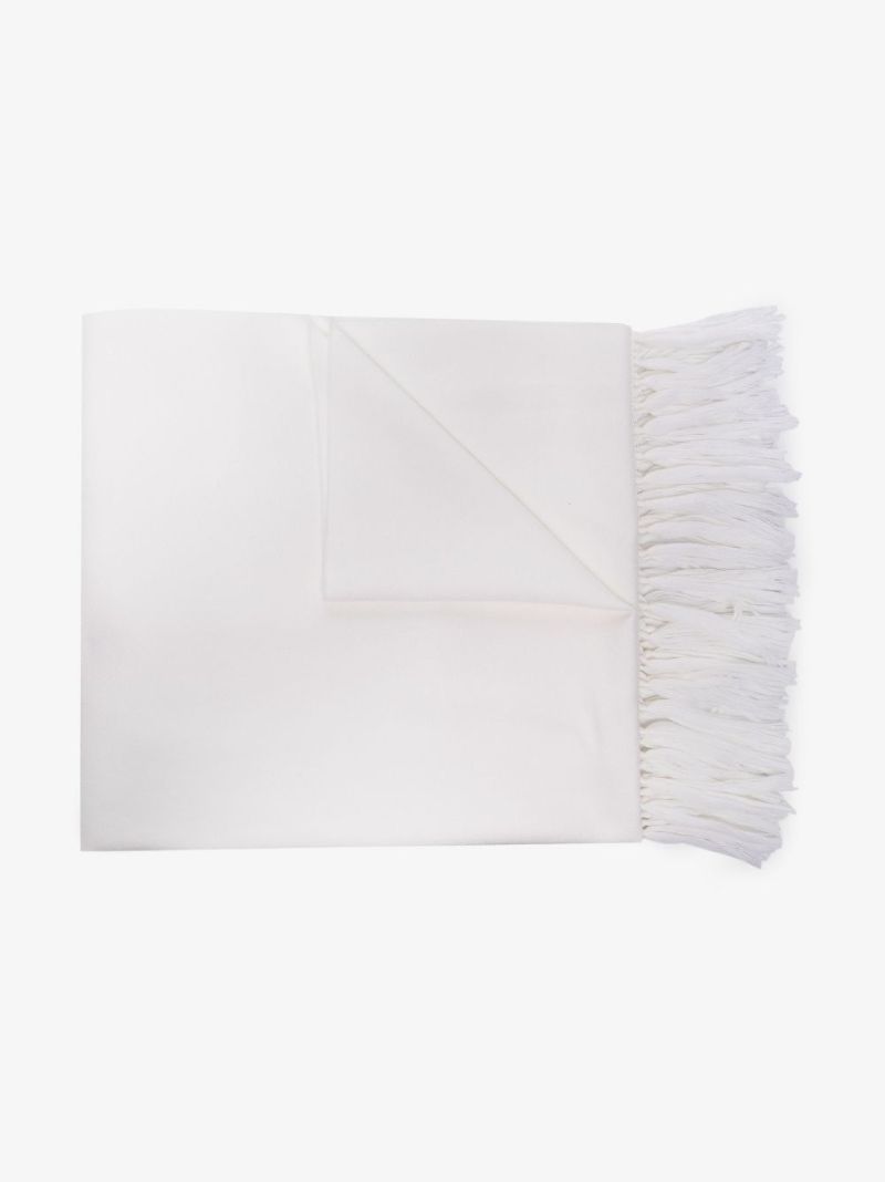 White Vlogo Signature Wool Scarf