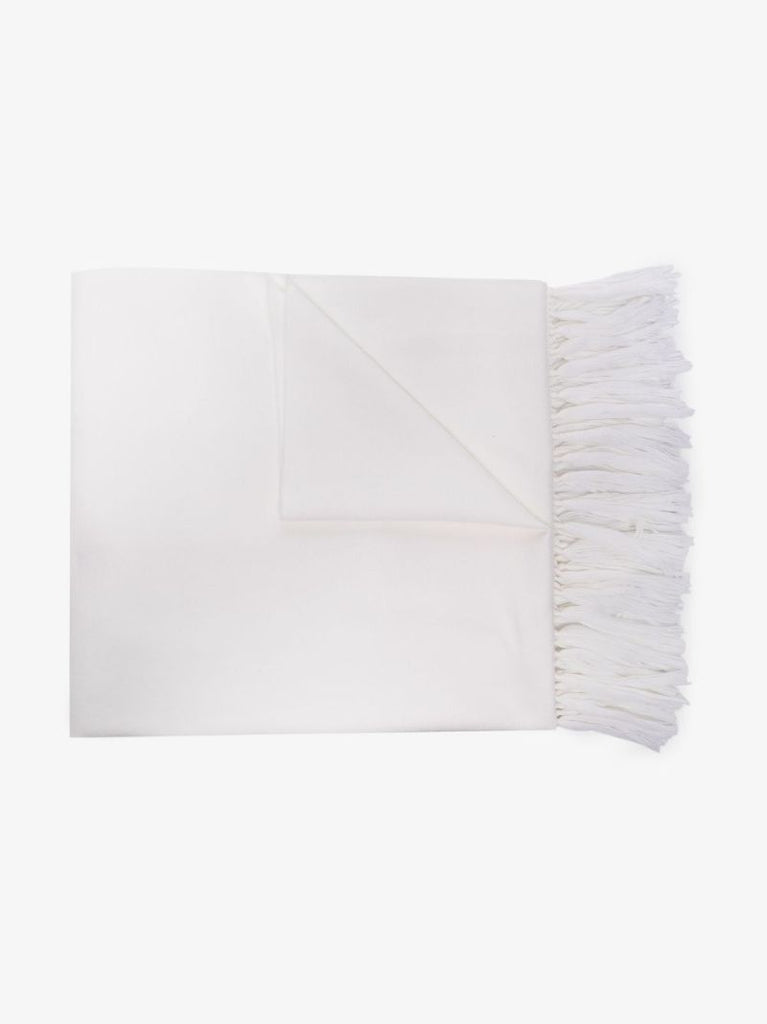 White Vlogo Signature Wool Scarf
